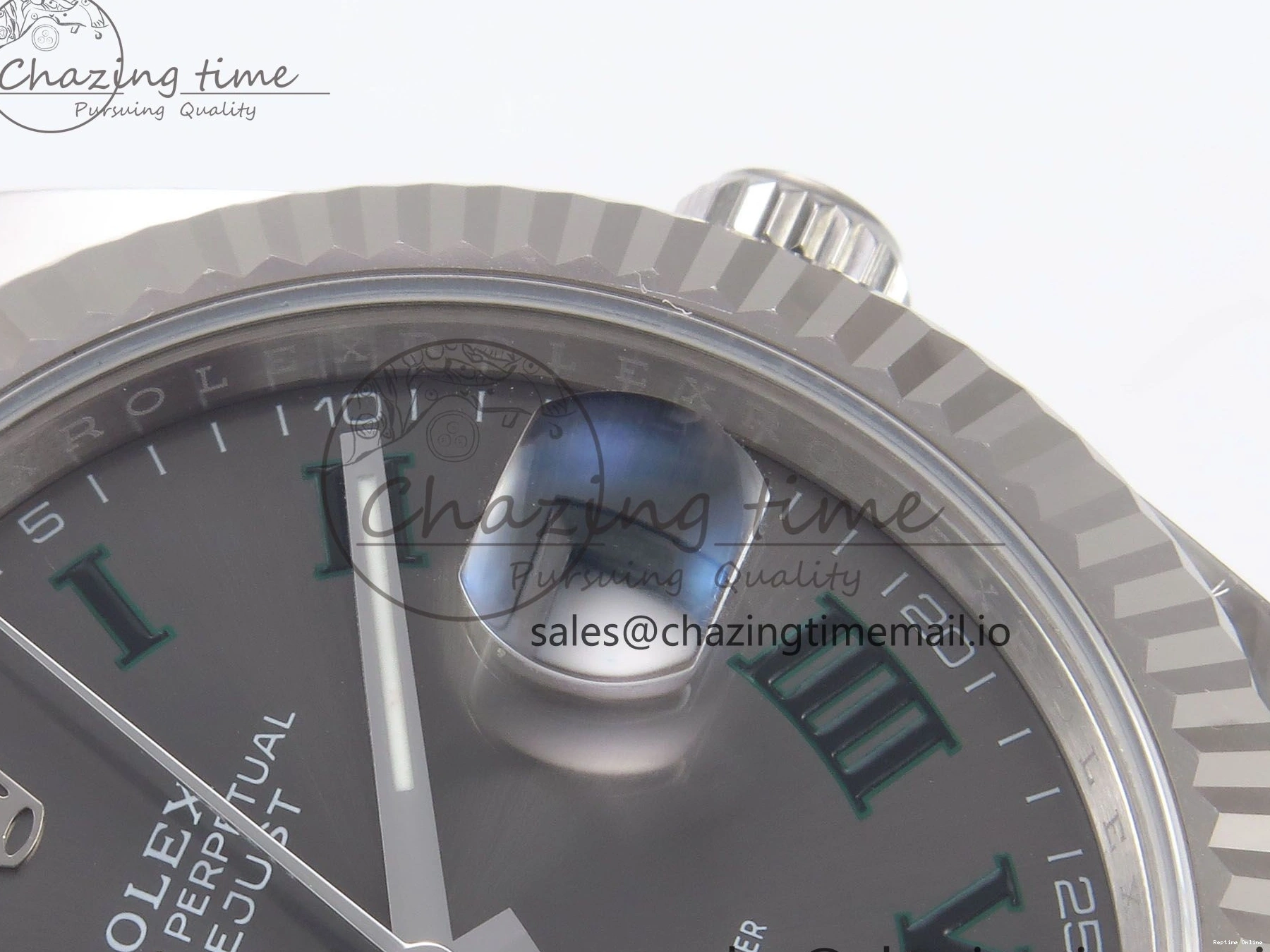 0509 GoodFit DateJust 41 126334 EWEF Best Edition Gray Dial Green Roman on Oyster Bracelet A 1054